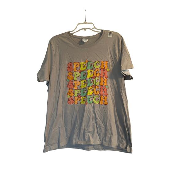 NWOT Port and Company Women's Gray Speech T Shirt Therapy Size XL - Picture 1 of 5